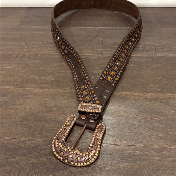 Nomad Genuine Leather Rhinestone and Metal studded,heavy floral removable buckle